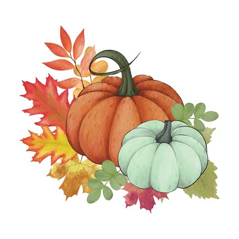 Premium Vector | Watercolor pumpkin composition leaves pumpkin. Clip ...