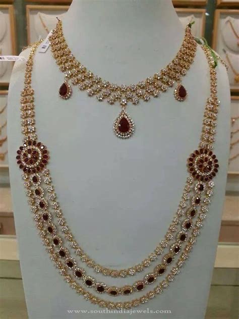 Bridal CZ Stone Necklace Set - South India Jewels