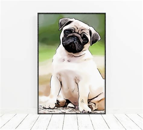 Pug Wall Art Pug Print Dog Poster Pug Poster Dog Lover | Etsy