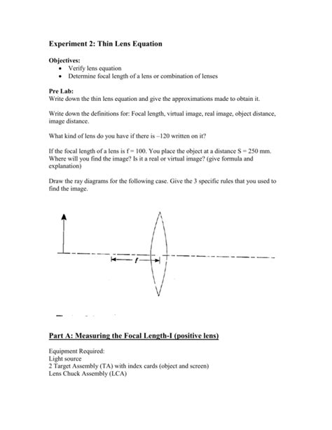 Experiment 2: Thin Lens Equation