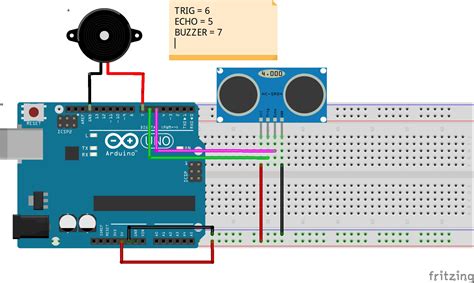 Ultrasonic Sensor And Buzzer Arduino Code