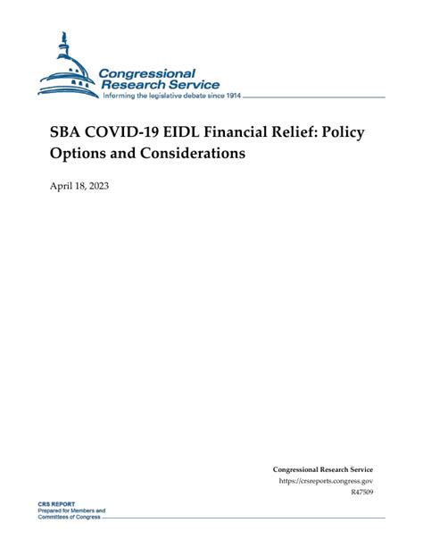 SBA COVID-19 EIDL Financial Relief: Policy Options and Considerations ...