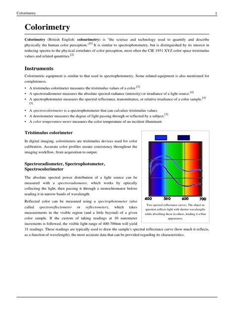 Colorimetry: Instruments | PDF | Electromagnetic Spectrum | Scientific ...