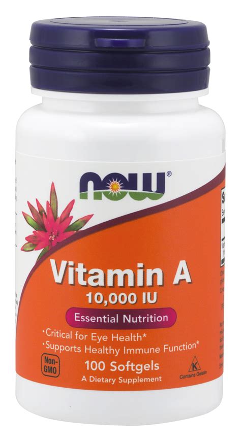 NOW Supplements, Vitamin A 10,000 IU, 100 Softgels - Walmart.com