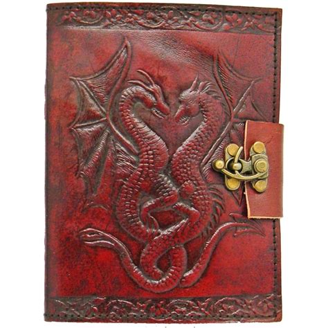 Dragon Double Leather Journal Embossed with Lock 5x7 - The Zen Shop