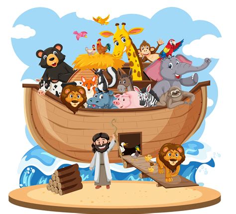 Noah's Ark with Animals isolated on white background 2860832 Vector Art ...