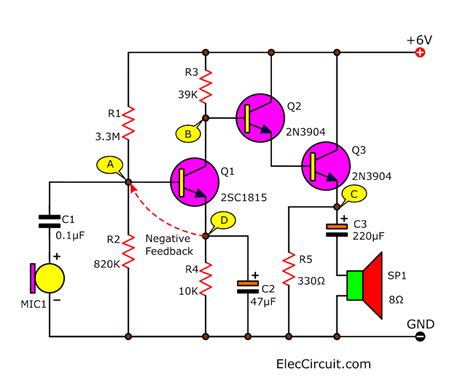 Simple Audio Amplifier Circuit Diagram Using Transistor Unit Elle ...