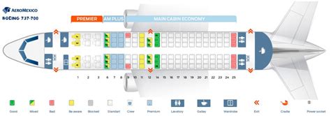 Seat map Boeing 737-700 Aeromexico. Best seats in the plane