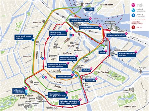 Map of Amsterdam tourist attractions, sightseeing & tourist tour