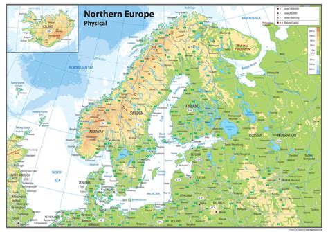 Northern Europe Physical Map | I Love Maps