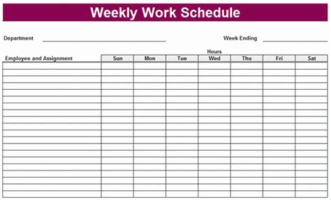 Free Printable Blank Work Schedules - Free Printable