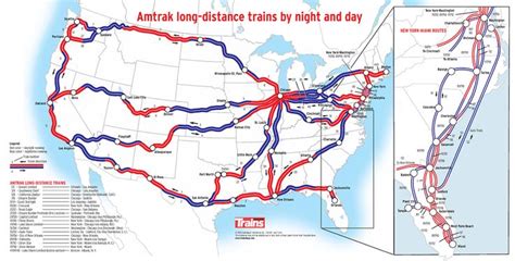 Train track map, Amtrak, American road trip