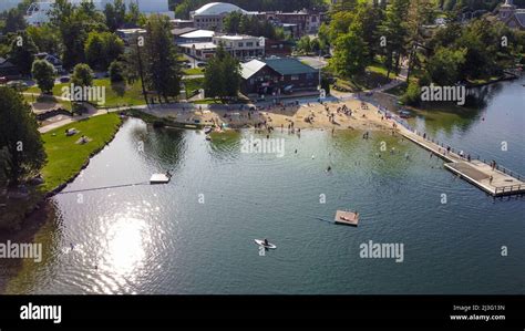 Mirror Lake Public Beach, Lake Placid, New York Stock Photo - Alamy