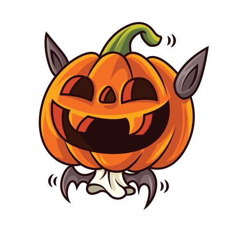 Happy halloween with cartoon cute funny pumpkin wearing bat costume ...