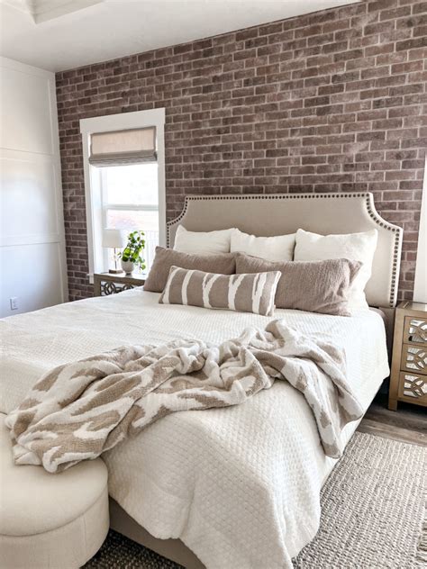 Faux Brick Wall Bedroom Makeover