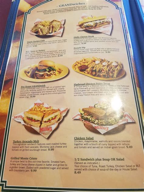 Menu at Millie's Restaurant & Bakery, Covina