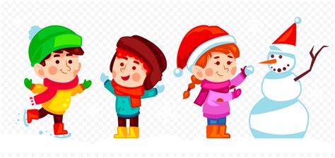 Cartoon Kids Wearing Snow Christmas Clothes FREE PNG | Citypng