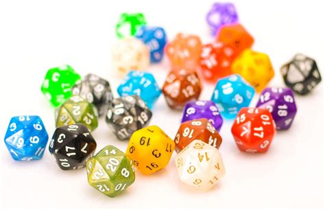 25 Count Assorted Pack of 20 Sided Dice - Multi Colored Assortment of ...