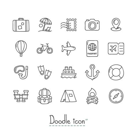 Doodle Travel Icons Set 964028 Vector Art at Vecteezy