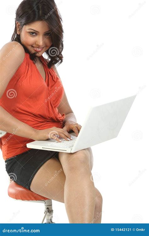 Teenage Girl Sitting with Laptop Stock Image - Image of adult ...