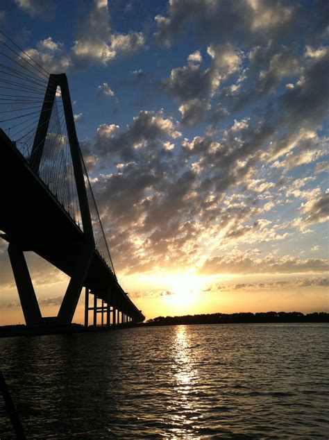 Sunset under The Bridge | Bay bridge, Travel, Charleston south carolina