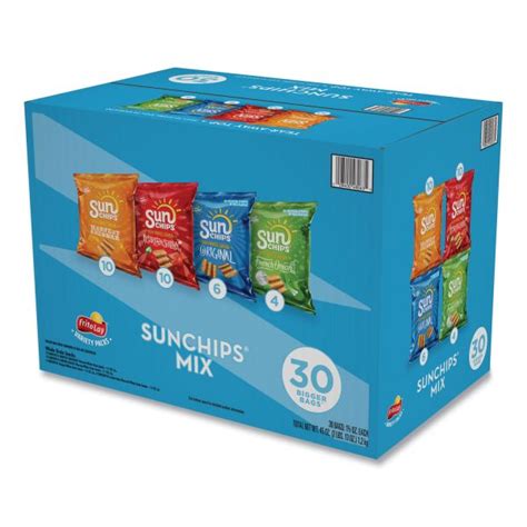 SunChips Variety Mix, Assorted Flavors, 1.5 oz Bags, 30 Bags/Box ...