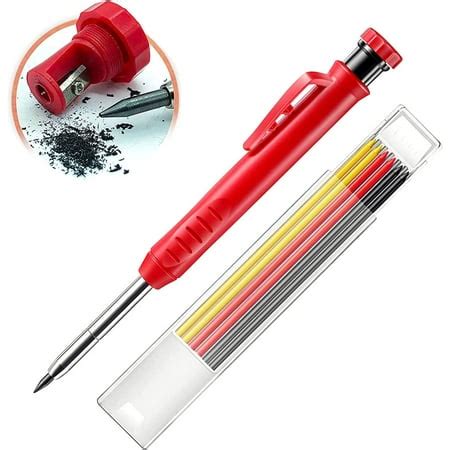 Extendable Deep Hole Marker Carpenter Pencil with 6 Refills Built-in ...