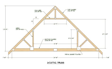 Plans to build 24 Foot Truss Dimensions PDF Plans