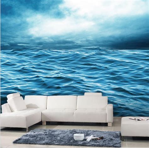 3d Ocean Sea Rolling Waves Design Wallpaper Seascape Mural Minimum ...