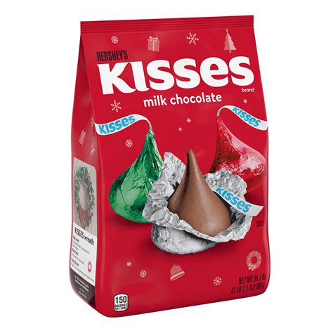 Buy HERSHEY'S KISSES Milk Chocolate, Christmas Candy Bag, 34.1 oz ...