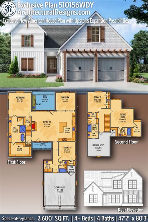 Plan 510156WDY: Exclusive New American House Plan with Upstairs ...