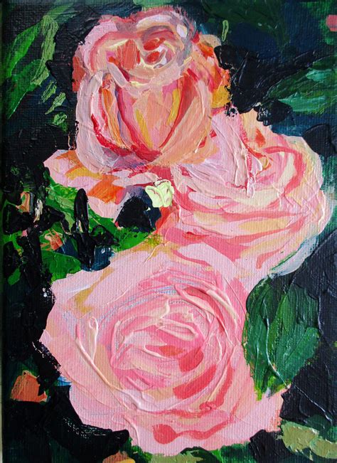 Roses Original Acrylic Painting 5 inches x 7 inches ready | Etsy ...