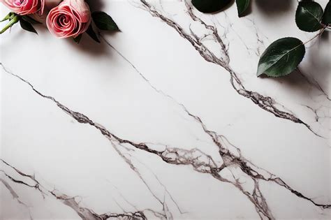 Premium Photo | Beautiful pink rose on marble background