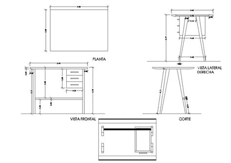 Study table design drawing in dwg file. - Cadbull