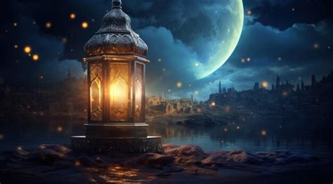 Premium AI Image | a candle and lantern accompanied by a star and moon ...