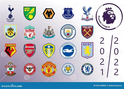 Logos Aller Teams Der Englischen Premier League Redaktionelles Bild ...