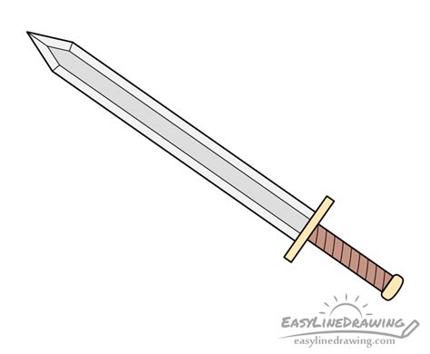 How to Draw a Sword Step by Step - EasyLineDrawing