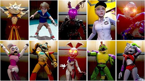 FNAF Security Breach - All Characters Models Showcase (Secret Gallery ...