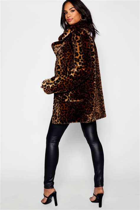 Tall Faux Fur Leopard Print Coat | Leopard print coat, Print coat, Faux ...