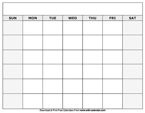 Blank Monthly Calendar Printable With Lines