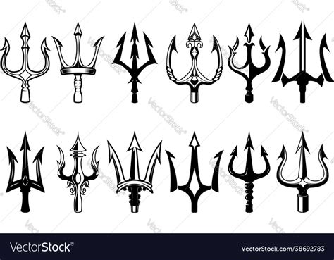 Set trident neptune design element Royalty Free Vector Image