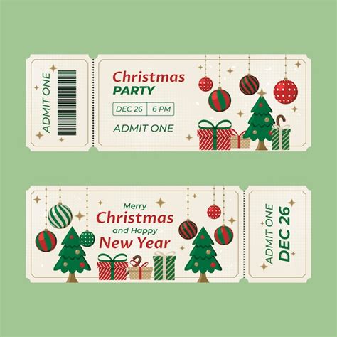 Free Vector | Flat christmas party ticket template