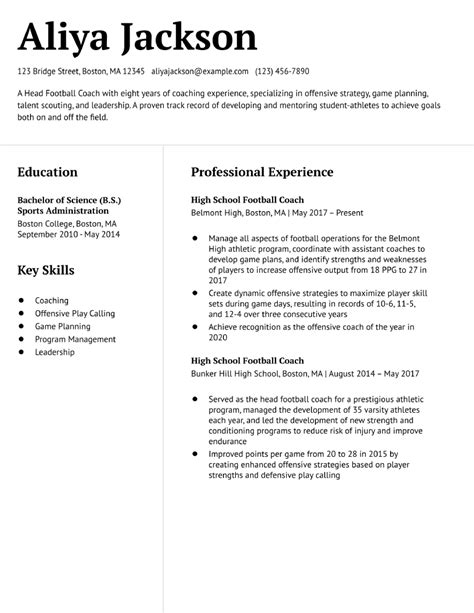 High School Football Coach Resume Examples and Templates for 2024 ...