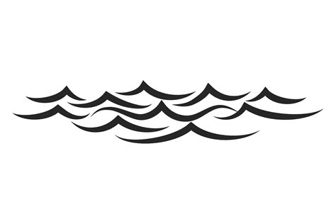 Water Waves. Ocean Wind Surface Line Dra Graphic by vectortatu ...