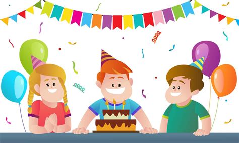 Happy kids birthday party vector cartoon illustration 5380456 Vector ...