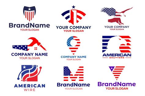 American Flag Style Logo Design Vector (2278982)