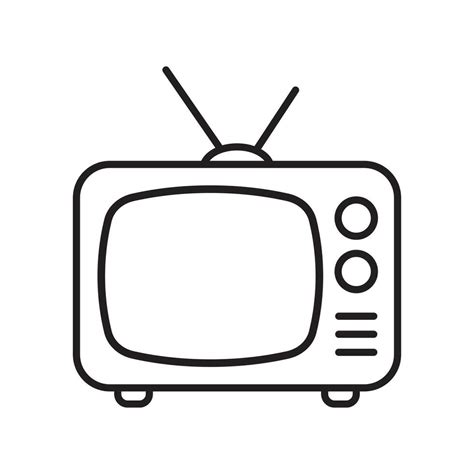 Retro TV icon in line style, black and white retro TV icon, Vector ...