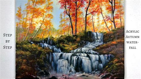 Autumn Waterfall STEP by STEP Acrylic Painting (ColorByFeliks) - YouTube