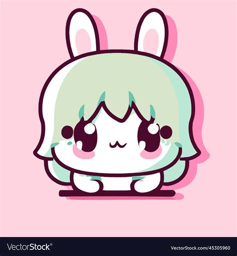 Cute rabbit kawaii chibi drawing style Royalty Free Vector