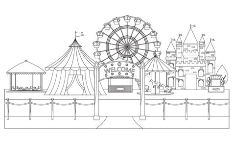 Amusement Park Coloring Page - Free Printable Coloring Pages for Kids